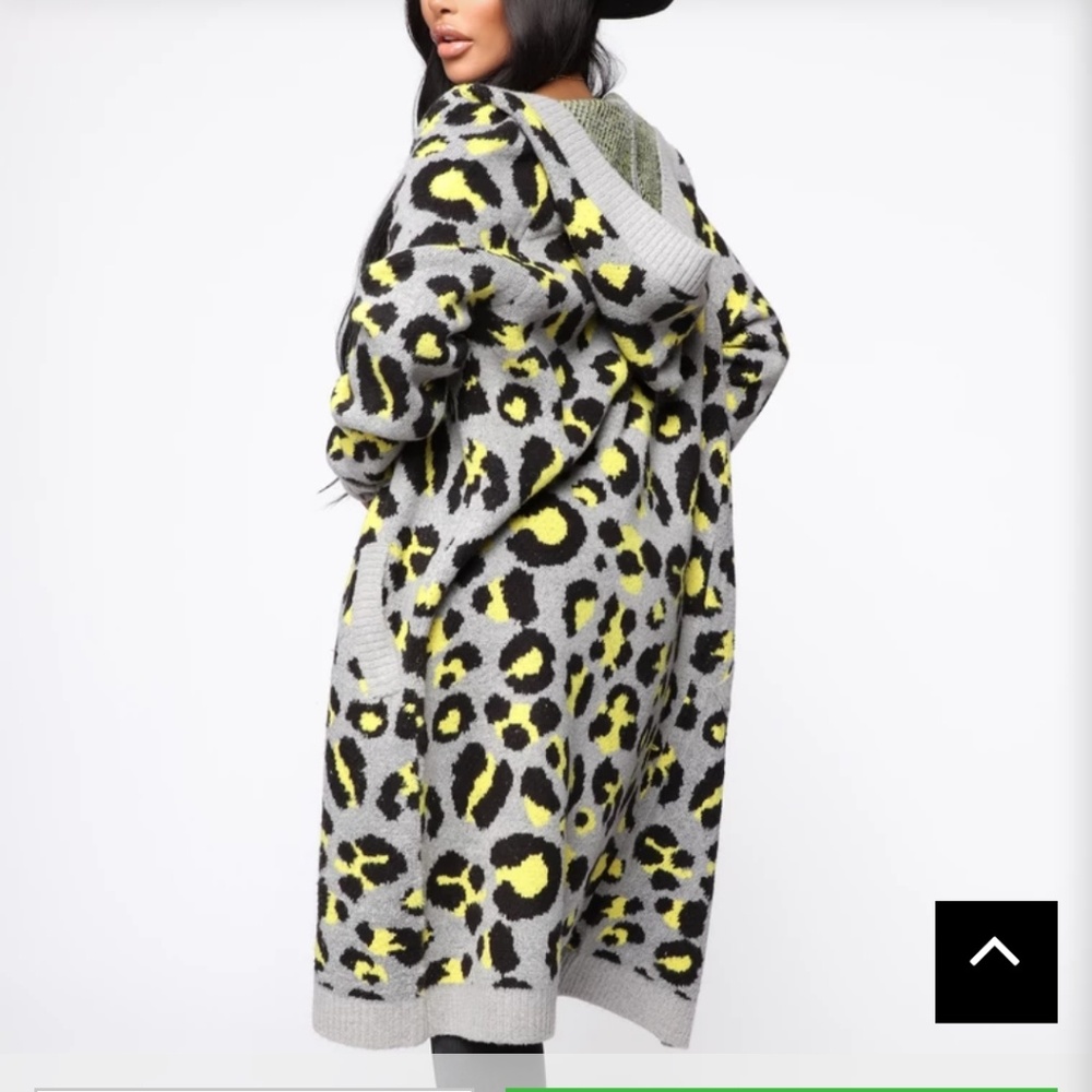 Nwt fashion nova leopard hooded sweater cardigan